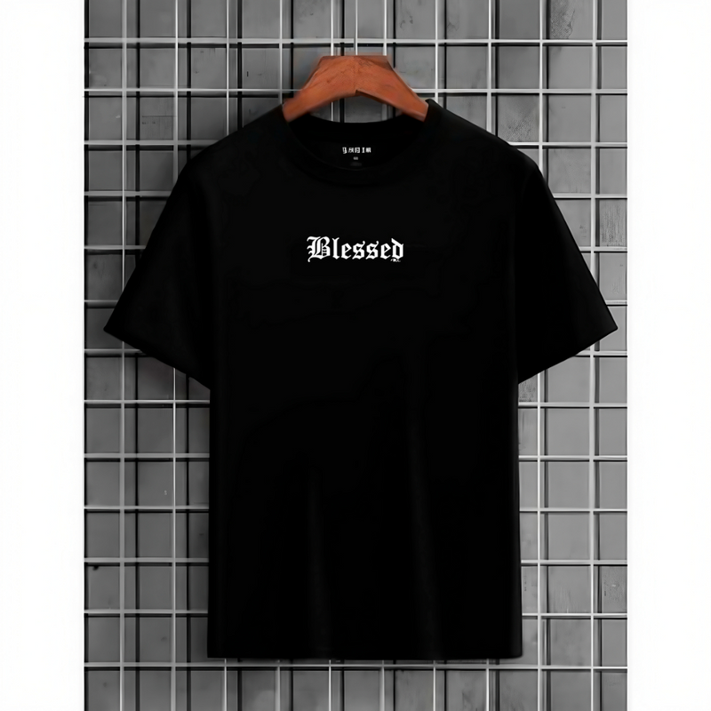 Camiseta Masculina em Algodão Camisa Blessed Streetwear Oversized