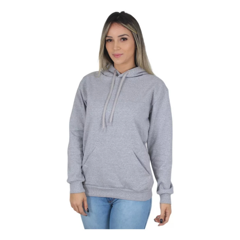 Blusa Moletom Canguru Fechado Com Capuz Feminino