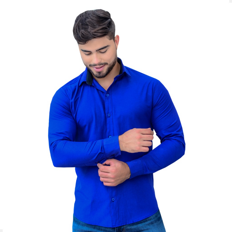 Camisa Masculina Social Slim Manga Longa