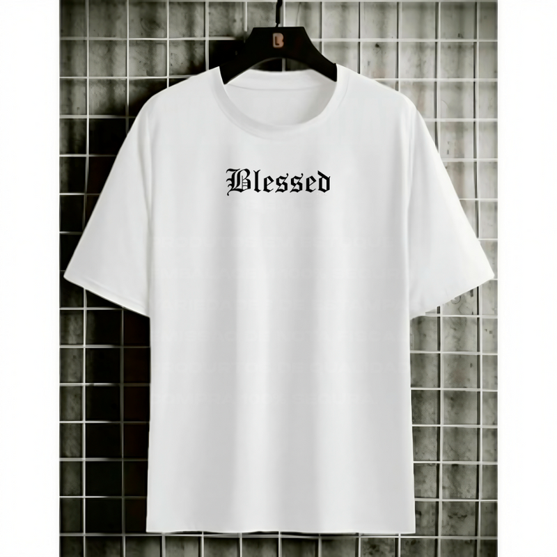 Camiseta Masculina em Algodão Camisa Blessed Streetwear Oversized