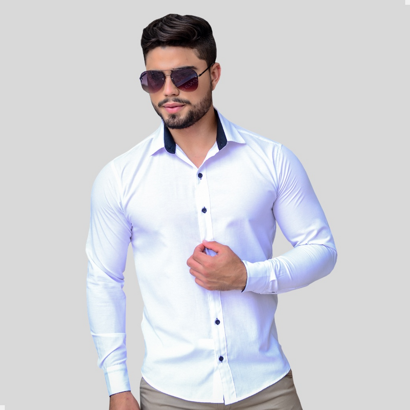 Camisa Masculina Social Slim Manga Longa